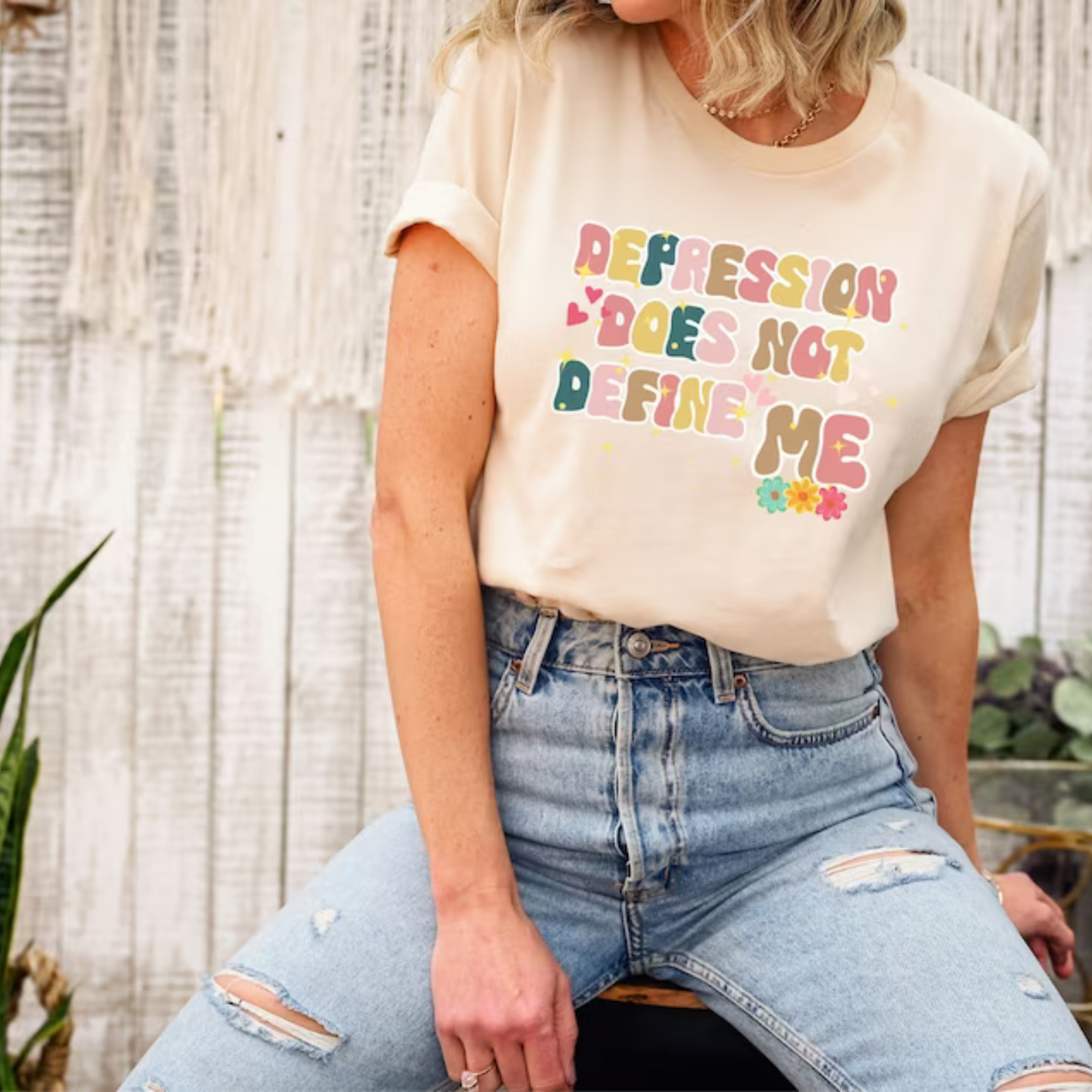 Retro T-shirt "Depression Does Not Define Me", Depression Awareness Shirt, Mental Health Awareness Shirt, Depression Support Shirt.