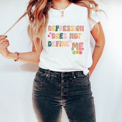 Retro T-shirt "Depression Does Not Define Me", Depression Awareness Shirt, Mental Health Awareness Shirt, Depression Support Shirt.