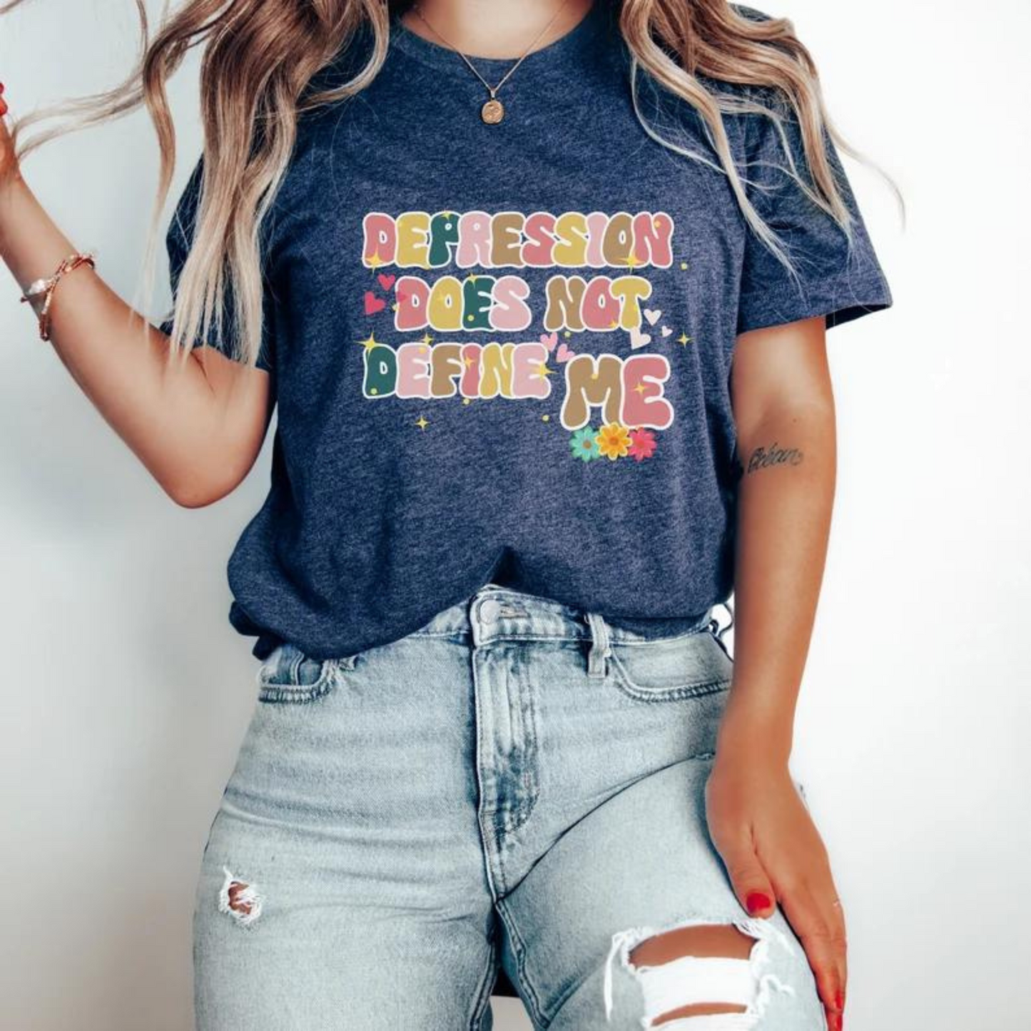 Retro T-shirt "Depression Does Not Define Me", Depression Awareness Shirt, Mental Health Awareness Shirt, Depression Support Shirt.