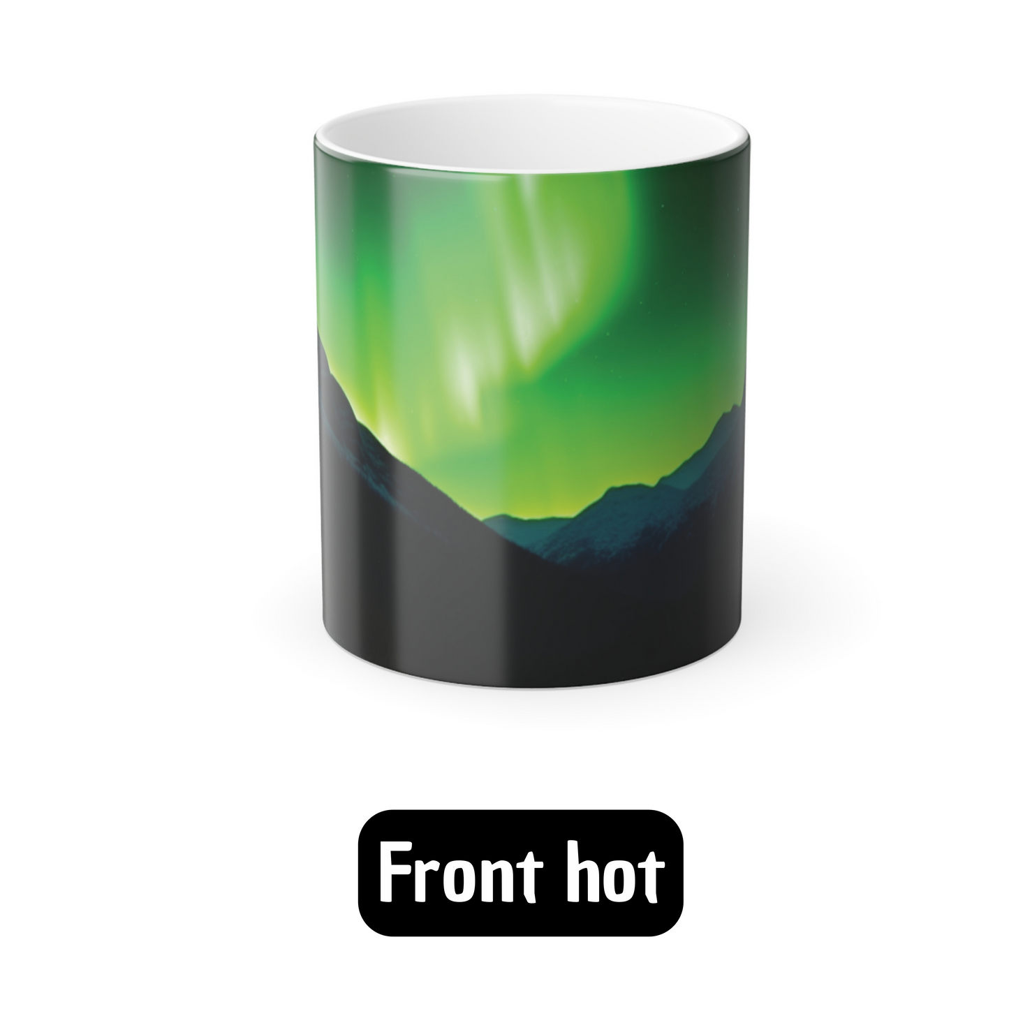 Mug of northern lights, color-changing mug, aurora borealis mug, magical mug, heat-reactive design, perfect northern lights gift.